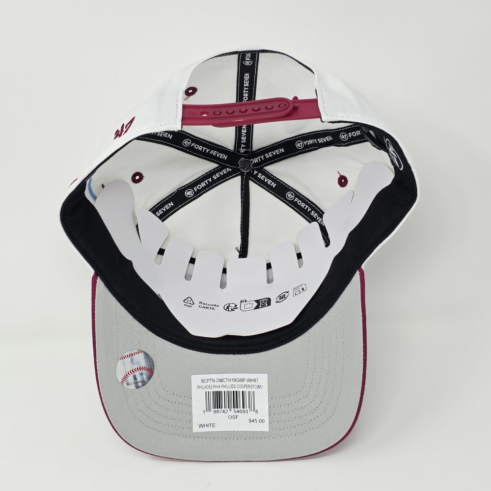 47 Brand Philadelphia Phillies Hitch Snapback Hat White Maroon Cooperstown MLB - Picture 6 of 8